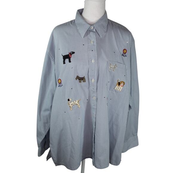 Vintage Mili Designs Best of Show Dog Breed Button Up Shirt Stripe Rhinestone XL - Picture 1 of 13